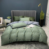 HULIANFU Svetanya Nordic Yellow Geometric Egyptian Cotton Satin Bedlinens Queen King Size Fitted Sheet Bedding Set Duvet Cover Set