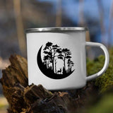 HULIANFU Night Forest Mountain Print Enamel Creative Coffee Tea Water  Milk Cups Camping Mugs Handle Drinkware Vacation Hiking Mug Gifts