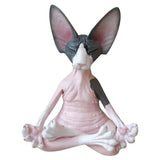 HULIANFU New Cat Figurine Sphynx Meditation Statue Yoga Animal Cat Meditate Art Sculpture Micro Decoration Garden Home Office Ornament