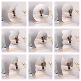 HULIANFU Makeup Mirror Ins Irregular Acrylic Decorative Mirror Wooden Base Cosmetic de maquillaje Beauty Tools Korean style
