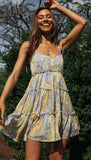 hulianfu hulianfu Floral Print Boho Sundress Women Ruffle Summer Dress Casual Beach Short Dress Flower Vintage Dress Women Fashion Clothes