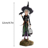 HULIANFU New Halloween Witch Doll Figure Statue Resin Pumpkin Elegant Mini Witch Sculpture Decoration Party Decor Home Desktop Ornaments