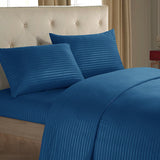 HULIANFU Sheet Set 4 In 1 Fitted Bed Sheet Pillowcases Flat Bed Sheet Stripe Coverlet Ues for Hotel home ( No Filler/Quilt Cover Inside )