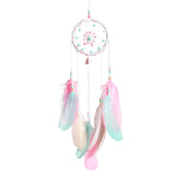 HULIANFU Mini Car Dream Catcher Beaded Natural Feathers Handcraft Chic Hanging Ornaments Mirror Room Bedroom Wall Decor