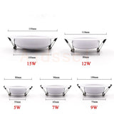 HULIANFU LED Downlight 5W 7W 9W 12W 15W 18W Recessed Round LED Ceiling Lamp AC 220V 230V 240V Indoor Lighting Warm White Cold White