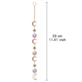 HULIANFU Metallic Hoop Moon Suncatcher Ornament Wind Chimes Crystal Prisms Hanging Rainbow Chaser Window Curtains Pendant Home Decor Gift