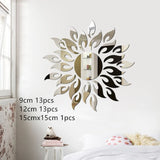 HULIANFU New Decorative Mirrors DIY Wall Stickers Sun Flower Aesthetic Room Decor Mirror Stickers For Living Room Decoración Hogar