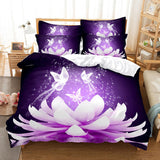 HULIANFU Purple Bedding Set Linens Duvet Cover Bed Quilt Pillow Case 3D Comforter Lavender Butterfly Double Full King Queen Twin Single