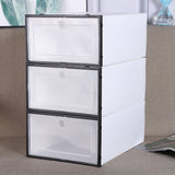 HULIANFU Wholesale 24pcs Shoe Box Set Classic White Foldable Storage Plastic Clear Home Organizer Shoe Rack Stack US CA&amp;NJ warehouse