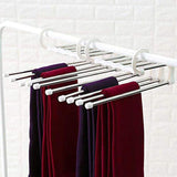 HULIANFU Stainless Steel Hangers Storage Tie Clips Multi-function 5 Layers Clothes Pants Rack Jeans Drying Rack Double Hooks Save Space