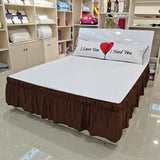 HULIANFU Pleated Bed Skirt Single and Double Dustproof  Cover Surrounding ding Plain Elastic Band  Apron