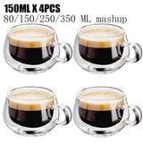 HULIANFU Transparent glass coffee cup milk whiskey tea beer double creative heat resistant cocktail Vodka wine mug Drinkware tumbler cups