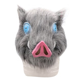 HULIANFU Inosuke Hashibira Mask Helmet Demon Slayer Kimetsu No Yaiba Cosplay Hood Hair Pig Mask Headwear Halloween Carnival Costume Prop
