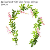 HULIANFU 2023 Green Eucalyptus Leaves Garland Wisteria Artificial Flowers Rattan Fake Plant Silk Leaf Vines For Wedding Birthday Party Decor