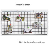 HULIANFU Ins Iron Grid Home Wall Decoration Photo Frame Wall Art Display Storage Shelf Organizer DIY Rack Holder Girl Bedroom Decoration