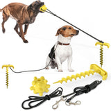 HULIANFU Training Stakes Portable Dog Leash Pile Tie-Out Stick Chew Toy Elasticity Chain for Outdoor Camping Backyard pet leash