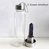 HULIANFU water bottle Drop Shipping Natural Crystal Point Healing Obelisk Wand Elixir Quartz Crystal Water Bottle To wand heals energy st