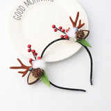 HULIANFU 2023 Christmas Headband Reindeer Antlers Horn Flower Hair Band Clasp Headwear for Kids Adult New Year Navidad Party Halloween Cosplay