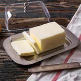 HULIANFU Stainless Steel Butter Dish Box Container Cheese Server Storage Keeper Tray With Lid Fresh Keeping Container Kitchen Dinnerware