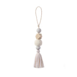 HULIANFU Natural Wood Bead Garland With Jute Rustic Wall Hanging Tassels String Handmade Garland Farmhouse Ornament DIY Home Decoration