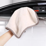 HULIANFU Super Absorbent Microfiber Kitchen Tableware Dish Cloth 25x25cm Household Cleaning Towel Kitchen Clean Rags Coral Velvet Towels