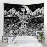 HULIANFU Simple Skull printing big wall mounted cheap hippie wall hanging bohemian wall tapestry mandala wall art decoration