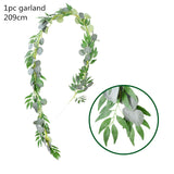 HULIANFU 2023 Green Eucalyptus Leaves Garland Wisteria Artificial Flowers Rattan Fake Plant Silk Leaf Vines For Wedding Birthday Party Decor