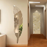 HULIANFU 2023 DIY Feather Plume 3D Mirror Wall Sticker for Living Room Art Home Decor Vinyl Decal Acrylic Sticker Mural Wall Decor Wallpaper