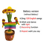 HULIANFU New Electronic Dancing Cactus Singing Dancing Decoration Gift for Kids Funny Early Education Toys Knitted Fabric Plush Toys