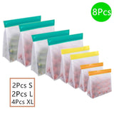 HULIANFU Reusable PEVA Food Bag Freezer Stand Up Food Storage Bag Silicone Bag Leakproof Top Kitchen Organizer Fresh Shut Bags BPA Free