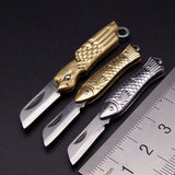 HULIANFU Mini Pocket Knife Folding Brass Keychain Pendant Cleaver Blade Cutter Tool Gift