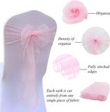 HULIANFU Wedding Decoration Organza Chair Sashes Bow For Party Christmas Halloween hotel Chair Decoration Supplies(Pack of 50pcs  pink)