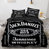 HULIANFU Interesting Cartoon Whisky Bedding Set Jack Daniels Duvet Cover Set Pillowcase Comforter Sets For Aldults Gift US EU AU UK Size