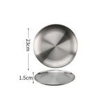 HULIANFU Stainless steel Dinner Plates Restaurant Gold Serving Tray Round Dessert Cake Snack Dishes Silver Storage Plate Korean Cutlery