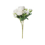 HULIANFU 2023 White Roses Artificial Flowers Silk Peonies Wedding Decorative Vases for Home Decor Bride Bouquet Foam Craft Gifts Fake Plants