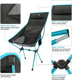HULIANFU Outdoor Portable Camping Chair Oxford Cloth Folding Lengthen Camping Seat for Fishing BBQ Festival Picnic Beach Ultralight Chair