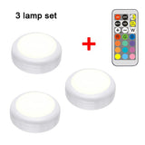 HULIANFU RGB Puck LED Light Remote Control Night Lamp Battery Powered Dimmable Multicolor Lamp for Kitchen Under Cabinet Closet Stairs