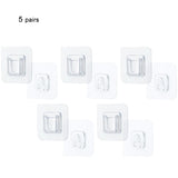 HULIANFU Multi-Purpose Hooks 5/10 Pairs Double-sided Adhesive Wall Hooks Waterproof Clothes Hats Towel Hooks Kitchen Bath Door Hooks