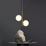 HULIANFU Modern simple Coppery Restaurant Pendant light luxury Bedside Nordic designer Creative personalized Acrylic ball G9 Hanging lamp
