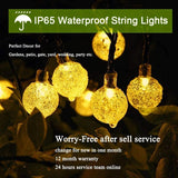 HULIANFU Solar String Lights Outdoor 60 Led Crystal Globe Lights with 8 Modes Waterproof Solar Powered Patio Light for Garden Party Decor