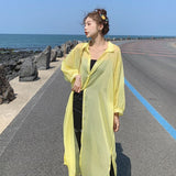 Hulianfu Women Blouse Sun Protection Fashion Long Lantern Sleeve Outerwear Sheer All-match Thin Beach Street Comfort Korean Style Leisure