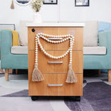 HULIANFU Natural Wood Bead Garland With Jute Rustic Wall Hanging Tassels String Handmade Garland Farmhouse Ornament DIY Home Decoration