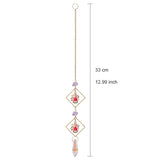 HULIANFU Metallic Hoop Moon Suncatcher Ornament Wind Chimes Crystal Prisms Hanging Rainbow Chaser Window Curtains Pendant Home Decor Gift