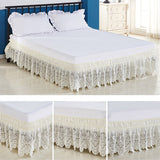 HULIANFU Princess Lace Bed Skirt Home Hotel Bed Cover Without Surface Elastic Band Bed Skirts Bedspread Twin/Full/Queen/King Size