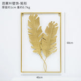 HULIANFU Nordic Metal Leaf Plant Wall Decor Wrought Iron Wall Hanging Non-perforated Wall Mural Living Room Bedroom Home Decoration Hot