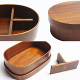 HULIANFU Wooden Lunch Box Picnic  Japanese Bento Box for School Kids Dinnerware Set with Bag&amp;Spoon Fork Chopsticks Round Square Lunch Box
