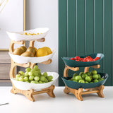 HULIANFU Table Plates For Serving Plates Dinnerware Wooden Partitioned Dish Snack Candy Cake Stand Bowl Food Fruit Plates Set Tableware
