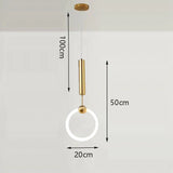 HULIANFU Nordic creative LED Pendant lamp 360 ° glow Bedroom Bedside Art Single Head lamp Postmodern Hanging light Luxury Circular lamp