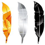 HULIANFU 2023 DIY Feather Plume 3D Mirror Wall Sticker for Living Room Art Home Decor Vinyl Decal Acrylic Sticker Mural Wall Decor Wallpaper