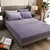 HULIANFU  WOSTAR Flannel winter warm elastic band fitted sheet mattress protector cover super soft cozy king size bed sheet and pillowcase